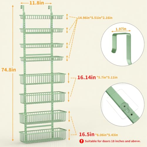Sage Green Over The Door Pantry Organizer (Sage Green / 8-Tier)