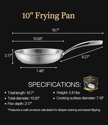10 Inch 316 Stainless Steel Frying Pan with Heat (10 Inch)