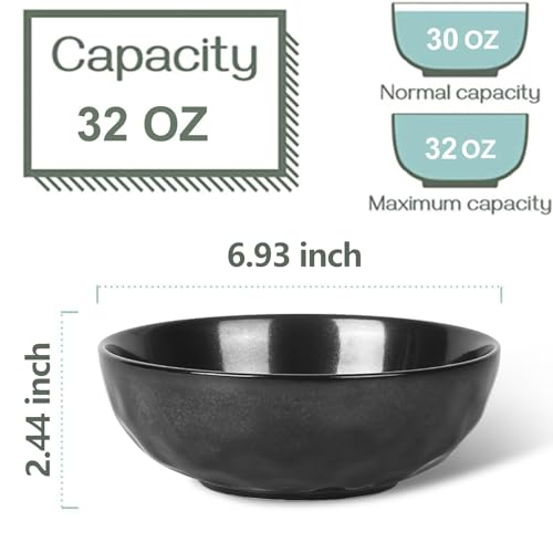 Ceramic Pasta Bowls Set (Bright Black)