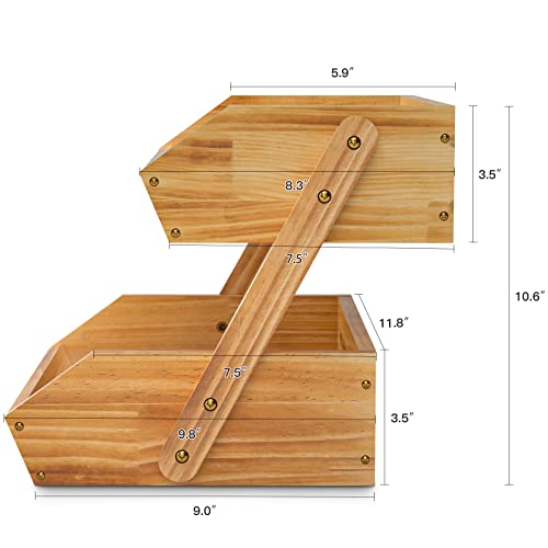 2 Tier Pine Wood Fruit Basket (Pine Wood / 2-Tier)