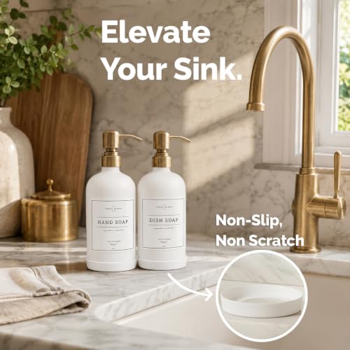 White Glass Soap Dispenser (Matte White Bottle / Brushed Brass Pump)