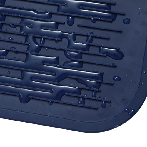 Silicone Dish Drying Mat for Multiple Usage (Navy Blue / 36"L x 18"W)