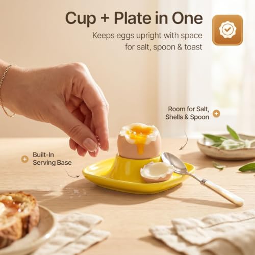 Soft Boiled Egg Cups (6 Pack / Square Style, Yellow)