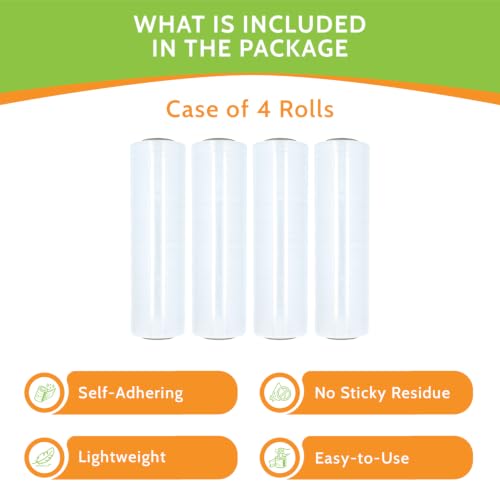 PSBM Cast Hand Stretch Wrap Plastic Shrink Film 12" x 2000' 60 GA 4 Rolls