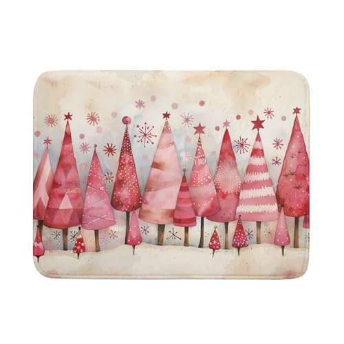 Pink Trees Dish Drying Pad Christmas Snowflake Decorative Drying Mats for Coffee Bar Kitchen Counter 18 X 24 Inch (Vintage Painting 4729 / 24" x 18")