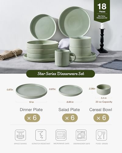 Star Plates and Bowls Sets (Matte Sage Green)