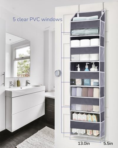 1 Pack Compact Size Over Door Organizer Slim Door Storage for Small (Dark Grey / 1 Pack-Compact)