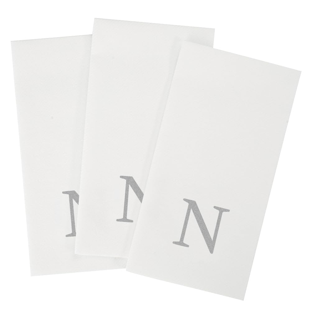 Silver N White Linen Feel Guest Towel Napkin (Silver / 2000 Count / N)