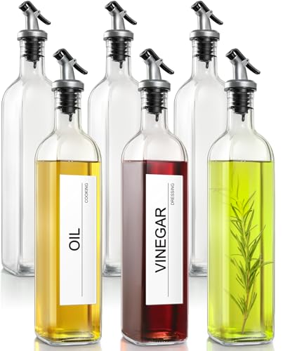 Olive Oil Dispenser Bottle for Kitchen (Clear / 17 Ounces-6 Pack)