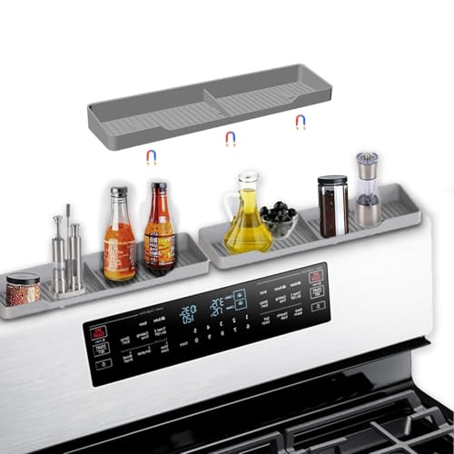 15" Magnetic Silicone Stove Top Shelf (Light Grey / 15 Inch)
