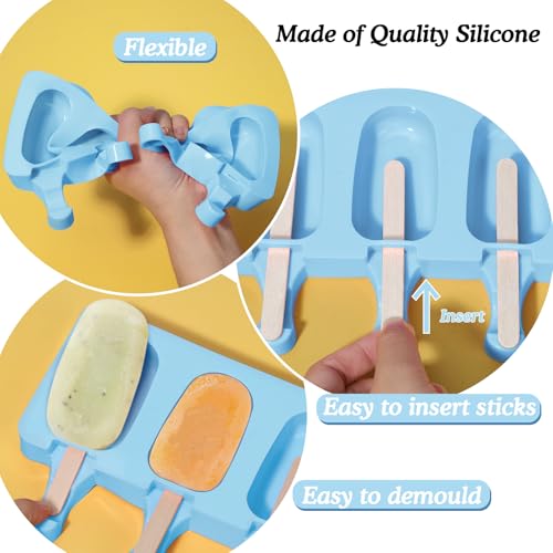 2 Pack Silicone Popsicles Molds (Blue and Pink)