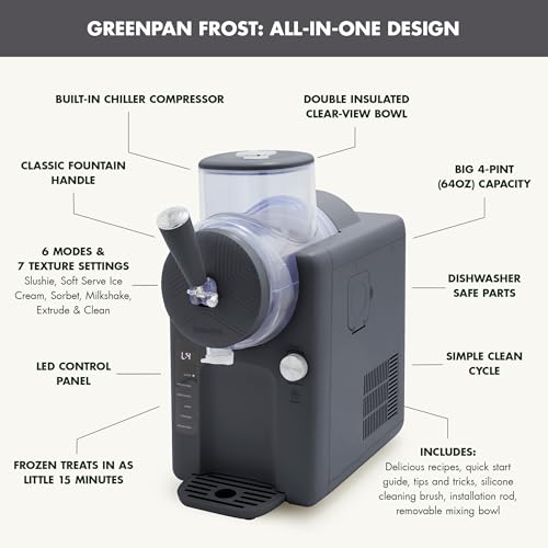 Frost Ice Cream Maker & Slushie Machine (4 Pint Ice Cream & Frozen Drink Maker / Licorice Gray)