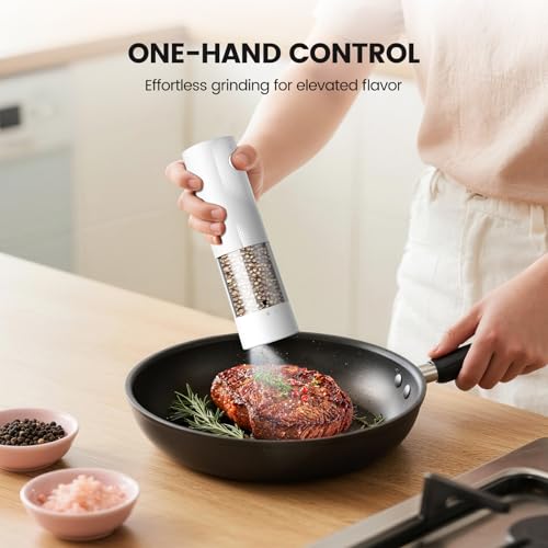 Electric Salt and Pepper Grinder Set (White/White)