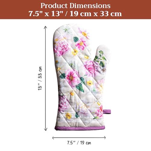 Maison d'Hermine Oven Gloves 100% Cotton Oven Mitt (071 - Pivoine / 7.5" x 13" (Oven Mitt))