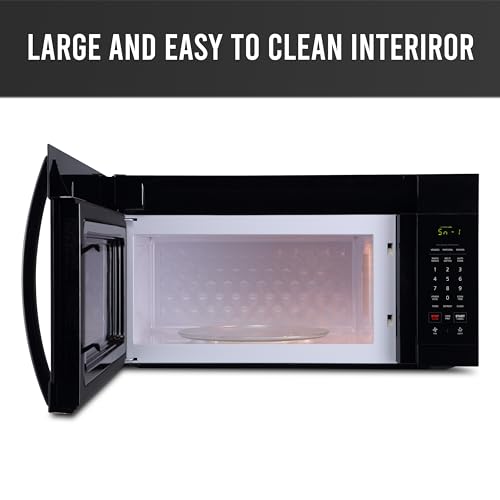 Over-the-Range Microwave Oven, 1.7 Cu. Ft., 1000W, Sensor Cooking, Auto Reheat, Multi-Stage Cooking, Melt/Soften Feature, Child Safety Lock, LED Display - Space Efficient & Powerful (1.7 Cu. Ft / Black)