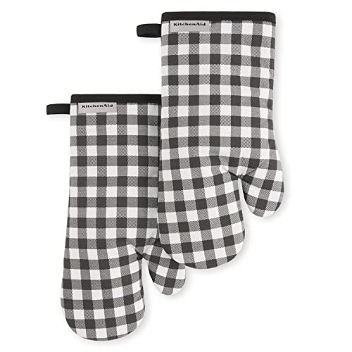 Gingham Oven Mitt 2 (Matte Black / 7"x13")