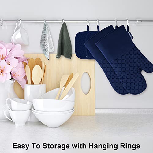 Oven Mitts and Pot Holders 6pcs Set (Marine Blue)