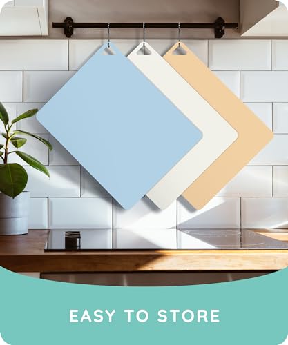 Extra Thick Flexible Cutting Boards for Kitchen (Beige / Blue / Yellow / 15"L x 12"W)