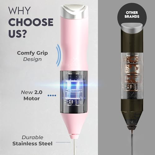 Powerful Frother Wand AA Batteries Included (Cherry Blossom Pink / Majestic Frother)