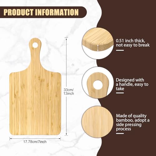 6 Pcs Bamboo Cutting Boards Bulk 13 Inch Thicken with Handle (13 x 7 inches)