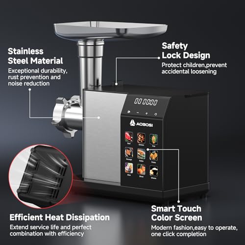 Multifunctional Digital Meat Grinder Electric 3000W Max (Stainless Steel)