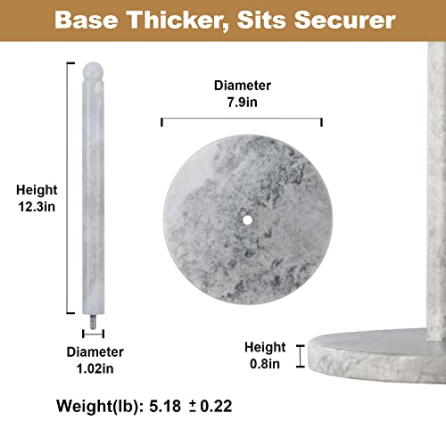 African Natural Marble Paper Towel Holder Countertop (Grigio Fantasy Stone Rod / 8" Base)