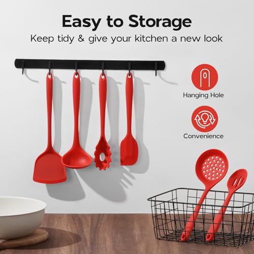 Silicone Cooking Utensils Set (Apple Red)
