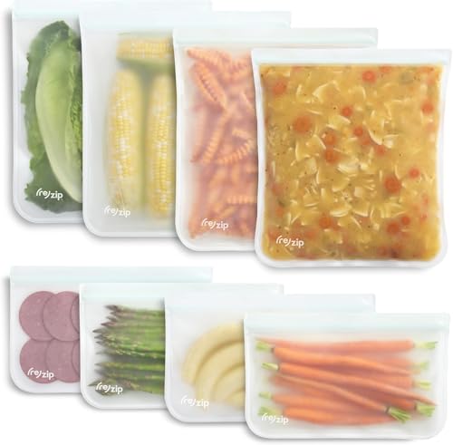 re) zip Reusable Gallon & Half-Gallon Freezer Food Storage Bag 8-piece Kit (Gallon and Half Gallon Kit)
