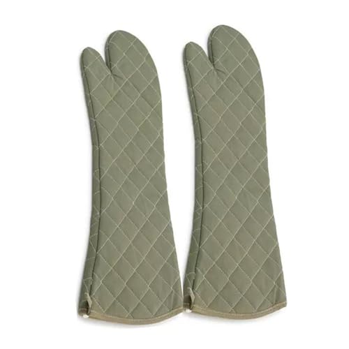 Extra Long 24 Inch Heat Resistant Oven Gloves New Cotton Oven Mitts Kitchen Gloves High Temperature Cooking Tool BBQ Gloves (Green / 24 Inch)
