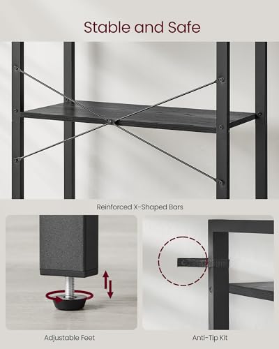 5 Tier Bookshelf (Ebony Black + Ink Black / 5 Tiers (11.8"D x 26"W) / Without Back Panels)
