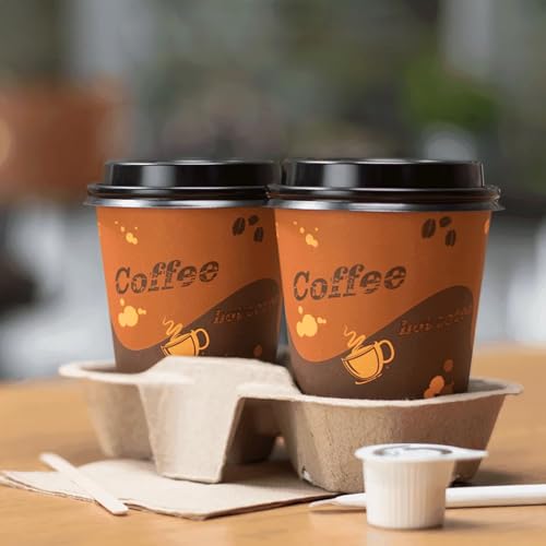 12 oz Paper Hot Coffee Cups [1000 ct] Disposable (12 OZ / Café Theme)