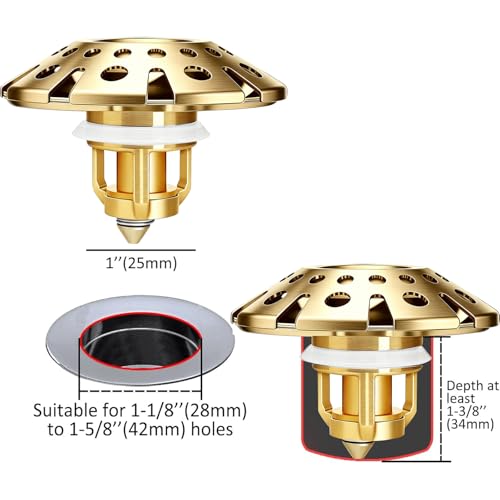 Bathroom Sink Drain Strainer (Brushed Gold)