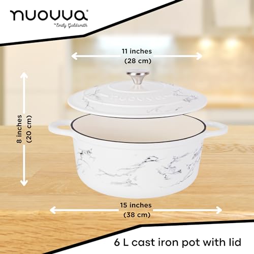 Cast Iron Dutch Oven with Lid (Marble / 6.4-Quart - Deep)