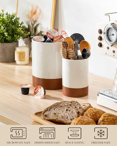 Utensil Holder (Khaki White / 7.3"+5.5" (Set of 2))
