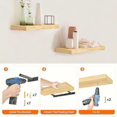 Floating Shelves for Wall (Natural / 15.7 Inches)