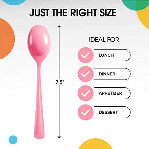 Party Solids Pink Plastic Spoons (Pink / Spoons)