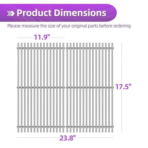9MM 17.5" Stainless Steel Grill Grates for Weber Spirit E (17.5" Spirit 300)
