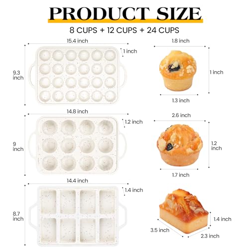 3 Pcs Silicone Baking Pan Set (Cream / Round+Rectangle)