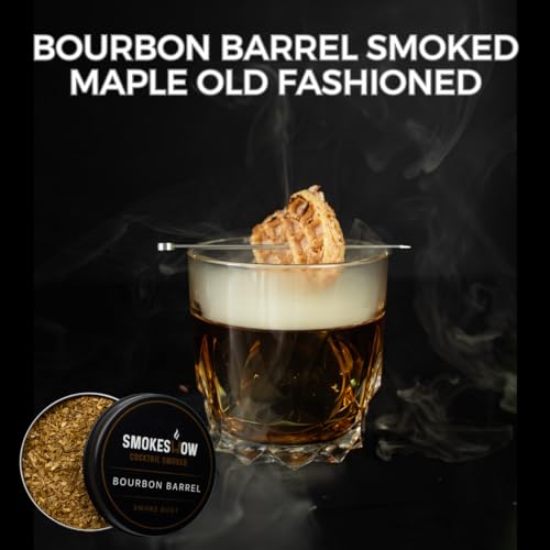Premium Walnut Wood Cocktail Smoker with One 4 oz tin. Great for Whiskey & Old Fashion. Coated in Safe Food Natural Beeswax (Bourbon Soaked Oak)