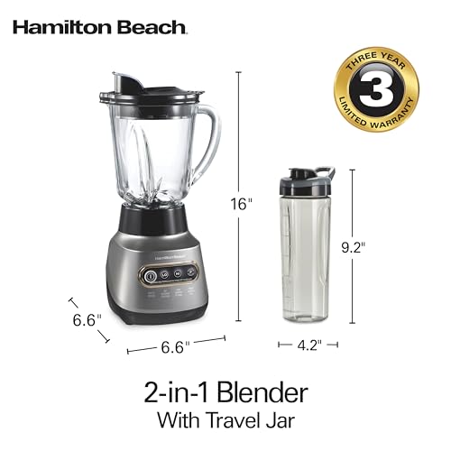 Quiet Blender for Smoothies With Wave Action System (40oz Glass Jar + 20oz Travel Jar)