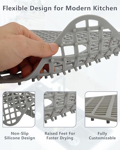 2 Pack Silicone Sink Mat Protector for Kitchen Sink