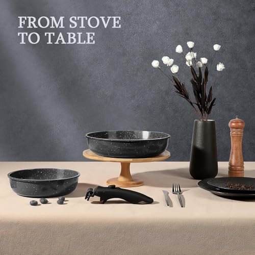 Ceramic Pots and Pans Set Non Stick (Dark Gray / 5PCS)
