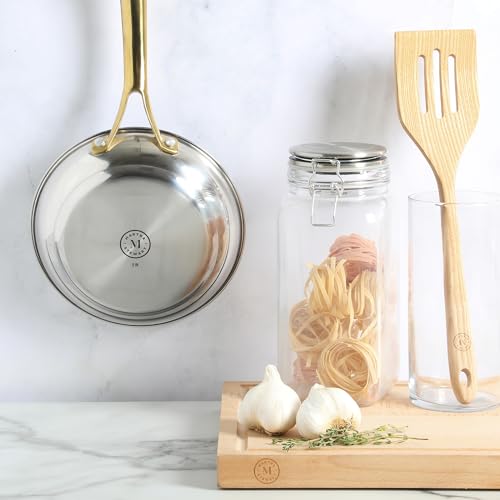 Castelle 8 Inch Stainless Steel Frying Pan with Gold (Stainless Steel W/ Gold Handle / 8" Frying Pan)