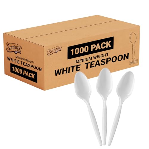 Plastic Spoons White Heavy Duty Disposable Teaspoons (1 Case Teaspoons (1000))