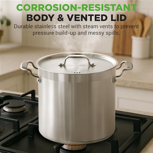 Stainless Steel Stock Pot with Lid (Stainless Steel / 24 Quarts)