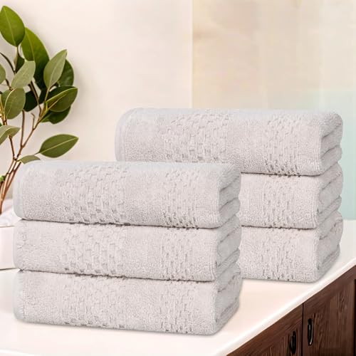 Playa Zero Twist Cotton Medium Weight Towels (6 Piece Hand Towel / Silver)