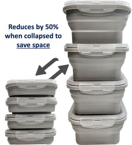 Cocina Vida Collapsible Silicone Food Storage Containers with Airtight Lids (4 Count)