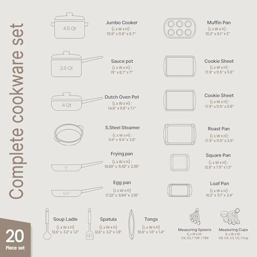 Bakken Master 20 Piece Cookware Set (Cream / 20 Piece Set)