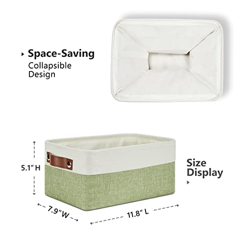 Storage Baskets for Shelves (White&Green / XS-12"x8"x5")