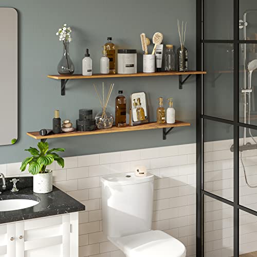 Long Wall Shelves (Rustic Brown / 47.3 Inch)